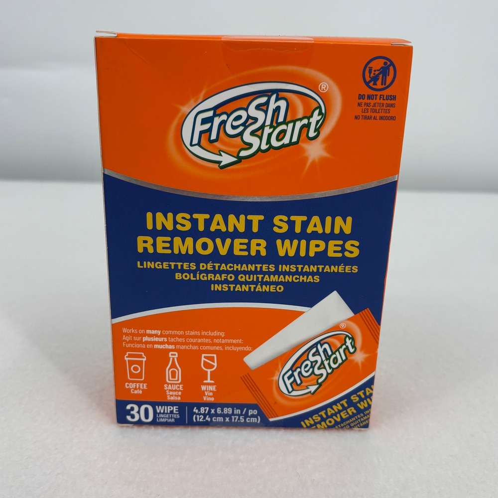 Fresh Start Instant Stain Remover Wipes 30 Count Individually Wrapped Portable